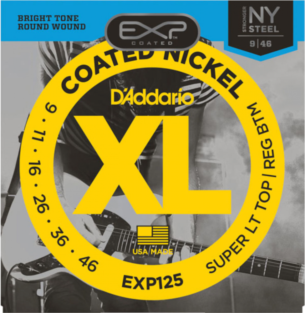 D'addario Exp125 Coated Electric Guitar Strings Super - D Addario Strings Yellow (1400x1000), Png Download