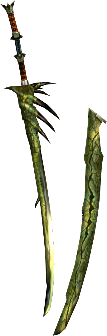Monster Hunter World Wyvern Blade Leaf - Monster Hunter Wyvern Blade Verde (343x1071), Png Download
