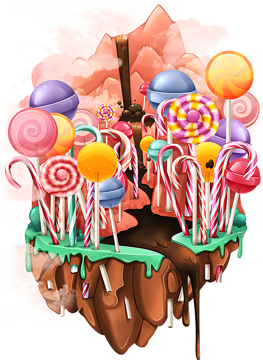 Skymath Floating Islands On Behance - Candy Floating Island (600x1005), Png Download
