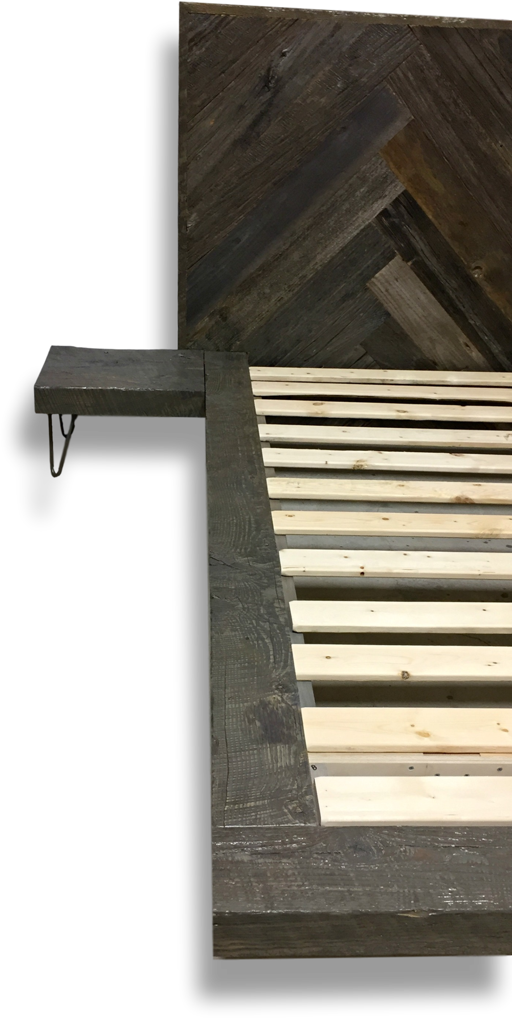 Floating Platform Bed With Herringbone Design - Plank (1039x2048), Png Download