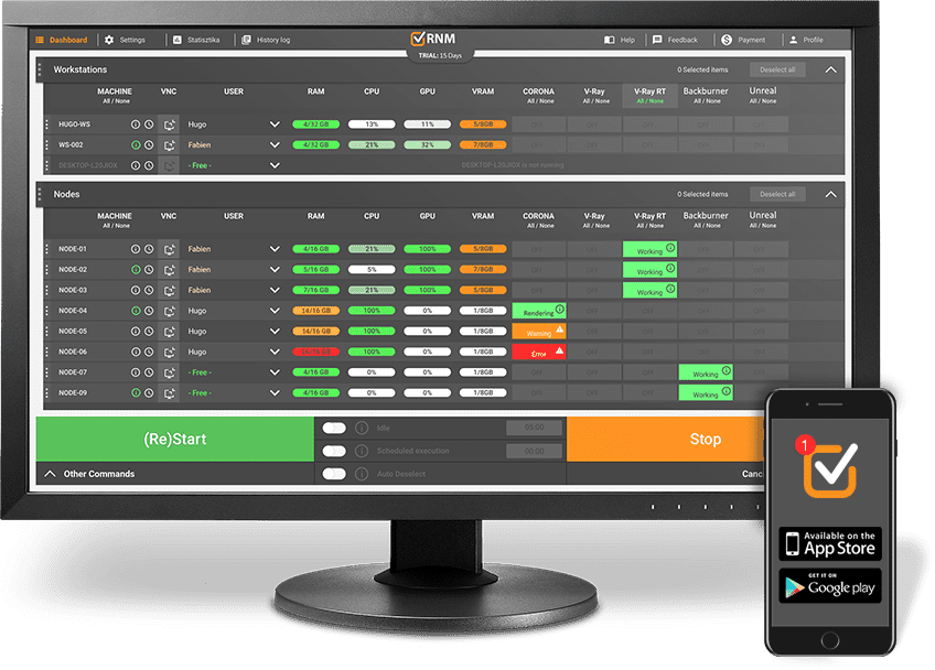 Render Node Monitor Dashboard On Monitor - Render Farm (848x608), Png Download