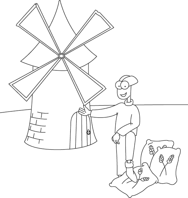 Old Mill - Coloring Page Mill (600x633), Png Download