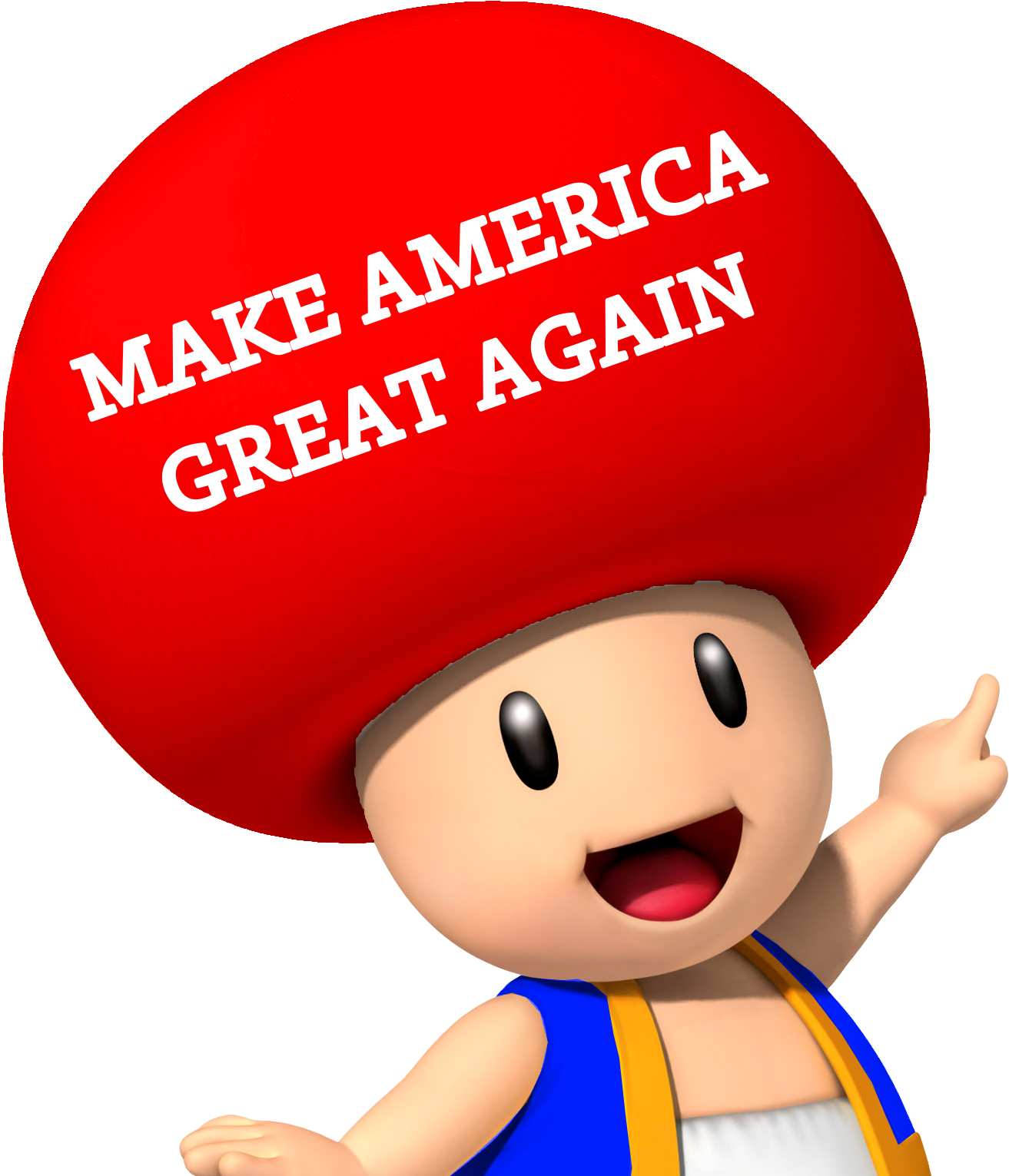 Make America Great Again - Mario Toad (1459x1580), Png Download
