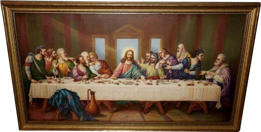 The Last Supper Vintage Print In Gold Wood Frame - Vintage Last Supper Print (882x882), Png Download