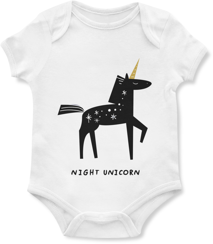 Night Unicorn Baby Onesie - Infant Bodysuit (1024x1024), Png Download