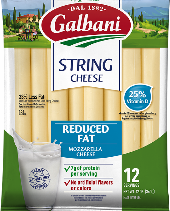 Reduced Fat Mozzarella String Cheese - Galbani Mozzarella String Cheese (668x675), Png Download