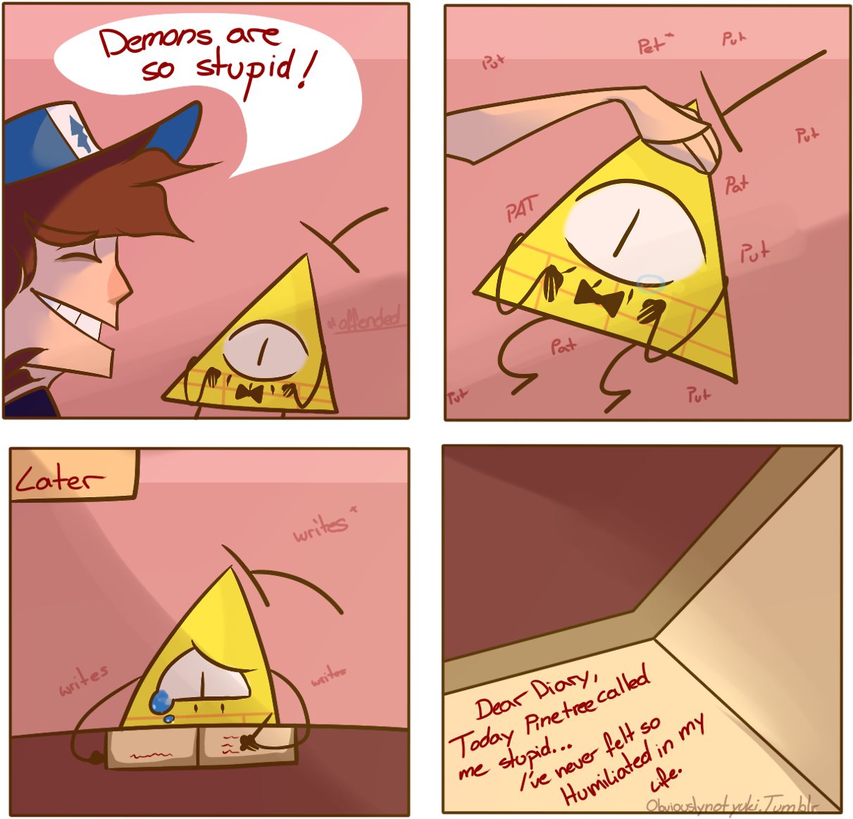 Obviouslynotyuki - “ - ) ” - Triangle Bill X Dipper (1280x1187), Png Download