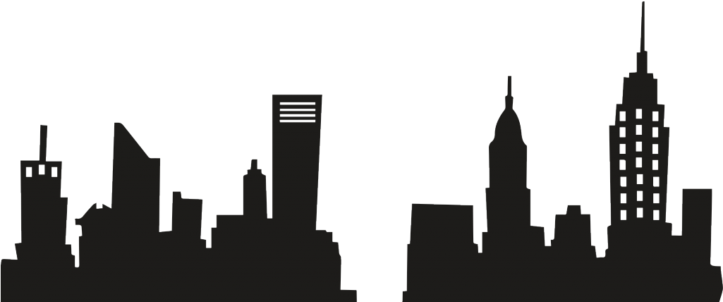 New York City Skyline Silhouette Png Image Royalty - Superhero Building Free Clipart (1024x452), Png Download