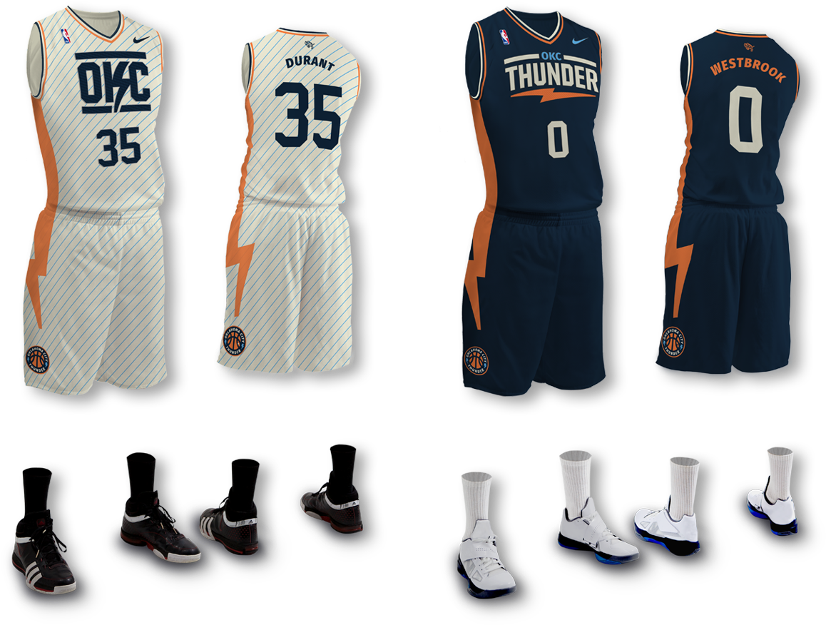 Oklahoma City Thunder Re-brand - Oklahoma City Thunder Uniforms 2017 (1400x925), Png Download