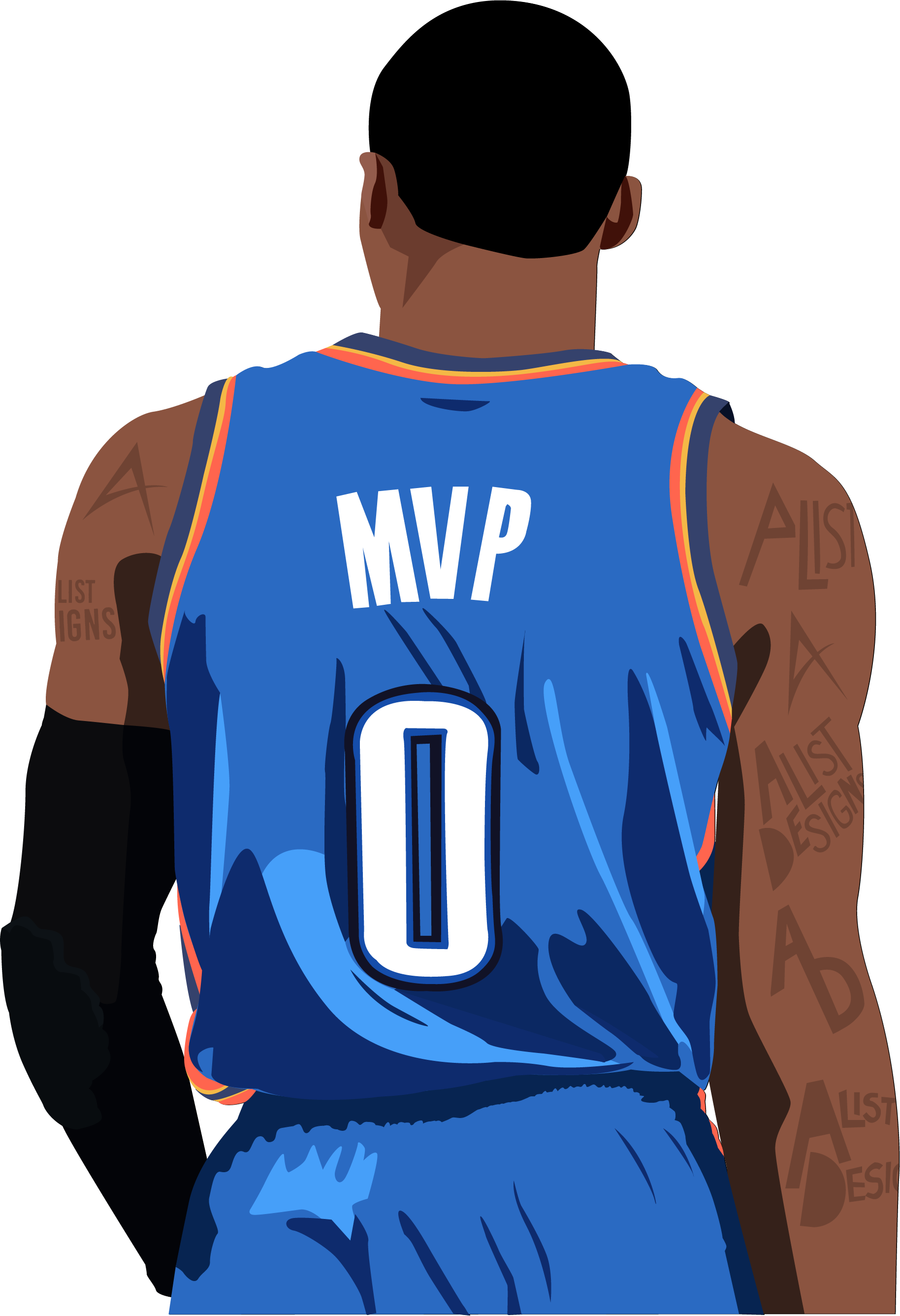 Russell Westbrook Mvp Illustration Clip Art Free Stock - Russell Westbrook Mvp Jersey (1828x2672), Png Download