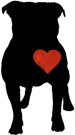 Pitbull Dog Loveit Black Heart Red Pet - Staffordshire Bull Terrier Silhouette Png (1024x1024), Png Download