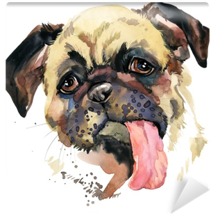 Funny Puppy Watercolor Illustration Wall Mural • Pixers® - Dog (400x400), Png Download
