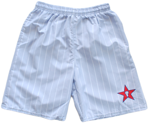 Grey Base With White Pinstripes - Board Short (498x560), Png Download