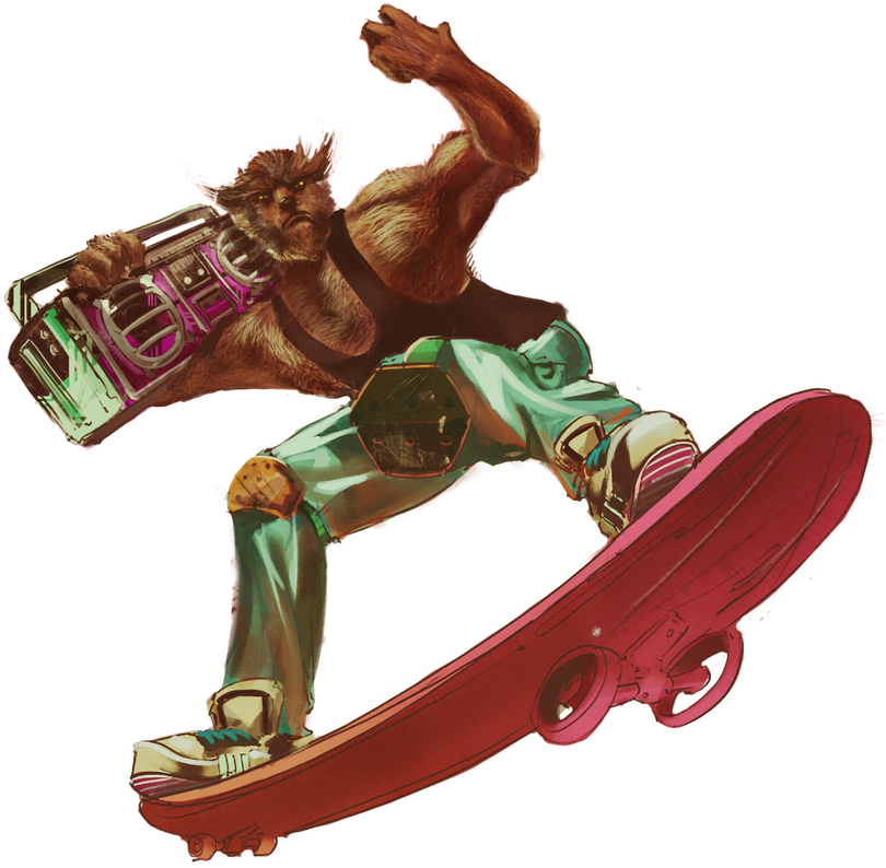 Picture - Werewolf Skateboarding (814x800), Png Download