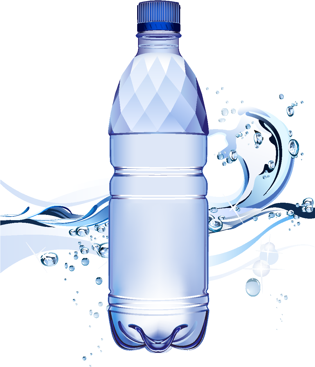 Cartoon Waterdrop Mineral Water Element - Water Bottle Splash Background (1772x1378), Png Download