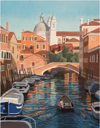 Canal Ripples, Venice Oil On Archival Panel Image Size - Painting (625x446), Png Download