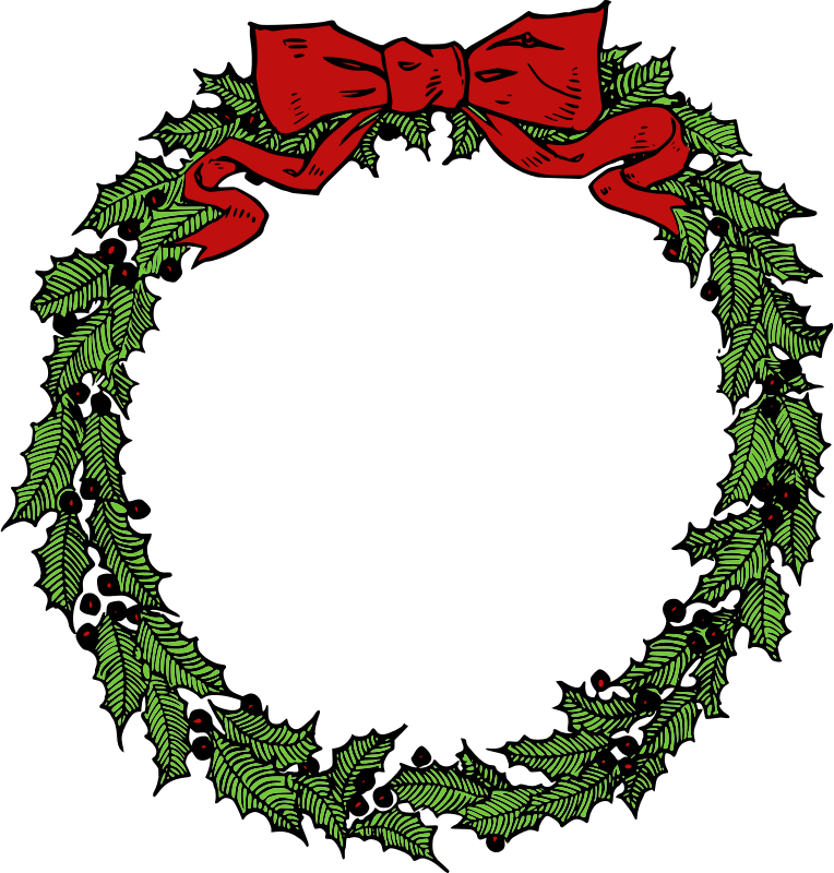 Wreath Clipart Vintage Christmas Wreath - Christmas Wreath Png (764x800), Png Download