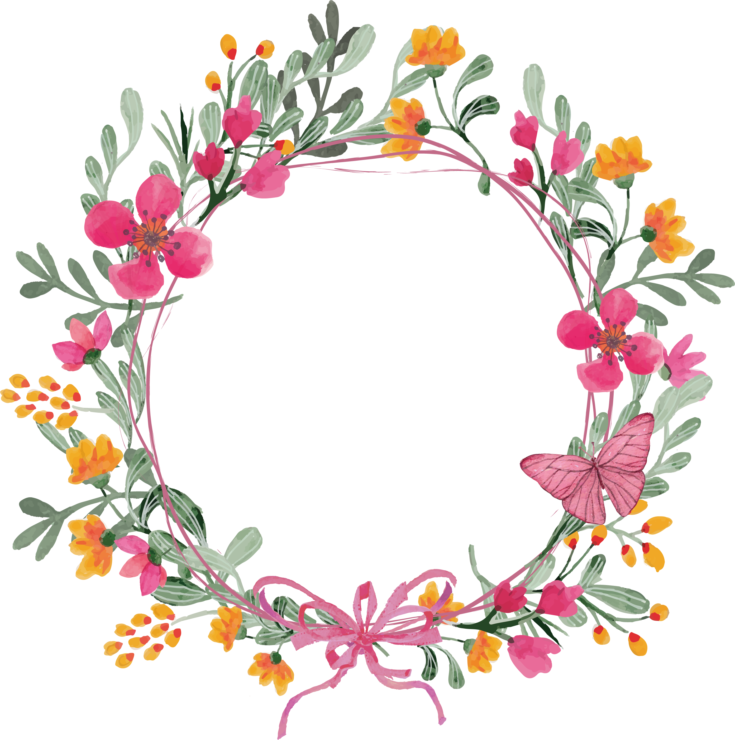 Floral Garland Png - Floral Wreath Vector Png (2786x2808), Png Download