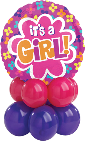 Its A Girl Floral Round Pink Balloon - Pink Balloons Its A Girl Png (600x600), Png Download