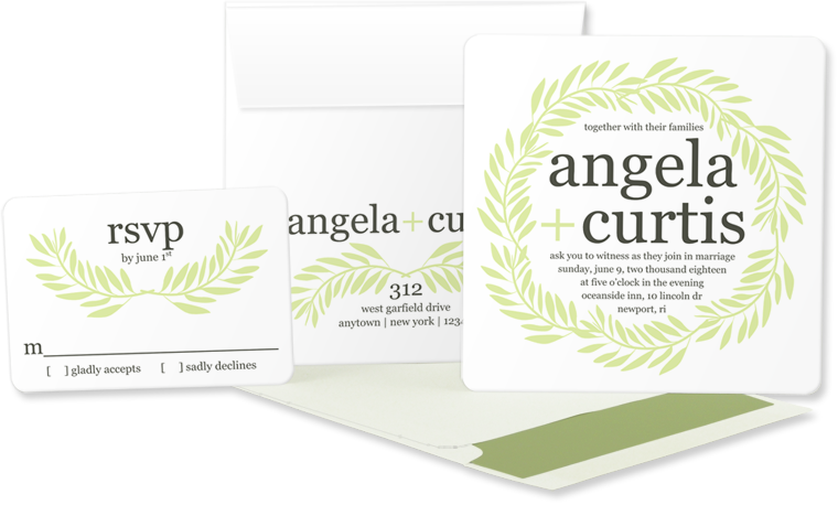 Leaf Garland Wedding Invitation - Wedding Invitation (760x458), Png Download