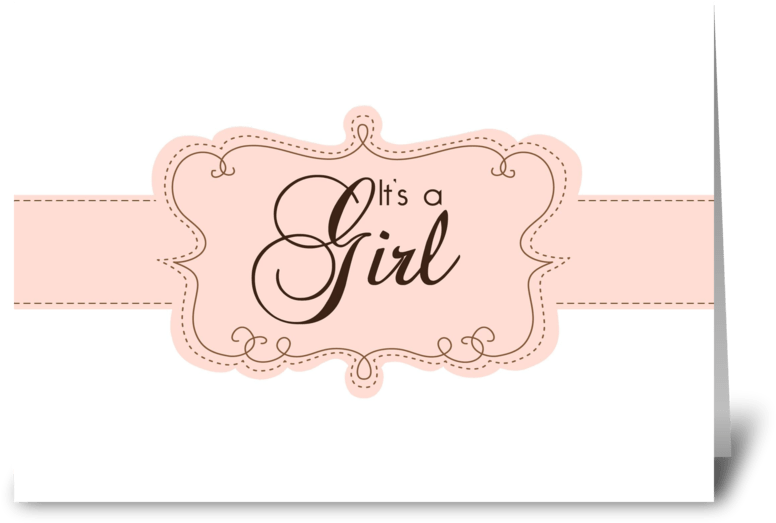 It's A Girl Birth Announcement Greeting Card - Design (848x698), Png Download