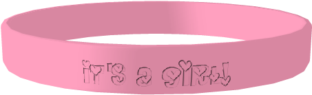 Pink It's A Girl Silicone Wristband - Bangle (539x287), Png Download
