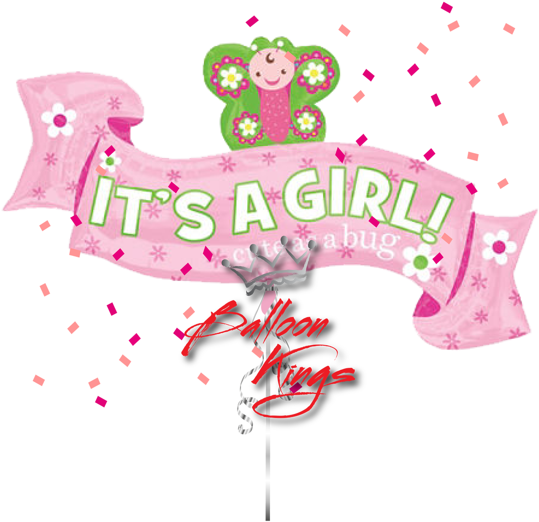 Its A Girl Butterfly Ribbon - 40" Supershape Welcome Little One - Girl Balloon - (1280x1280), Png Download