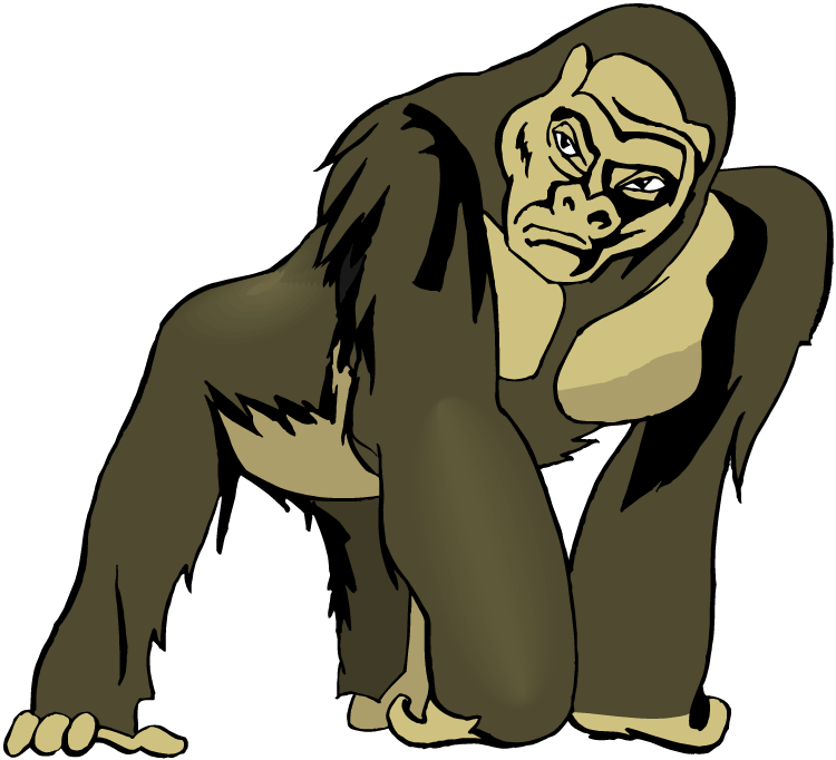 Chimpanzee Clipart Mountain Gorilla - Clip Art Apes (750x682), Png Download