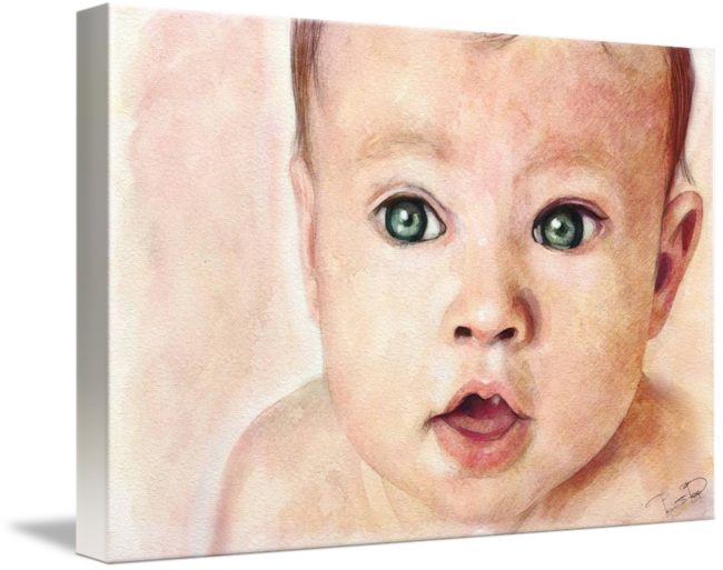 Baby Rage Png - Watercolour Portrait Painting Baby (650x513), Png Download