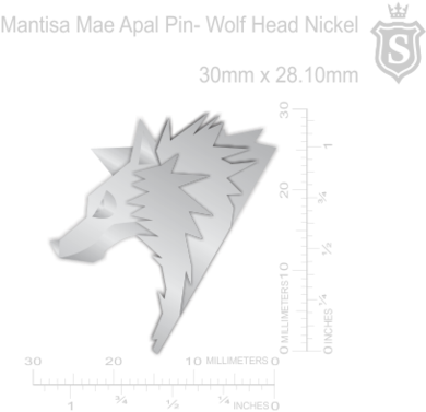 Mantisa Mae Apal Pin- Wolf Head Silver 30mm - Miniature Siberian Husky (480x480), Png Download