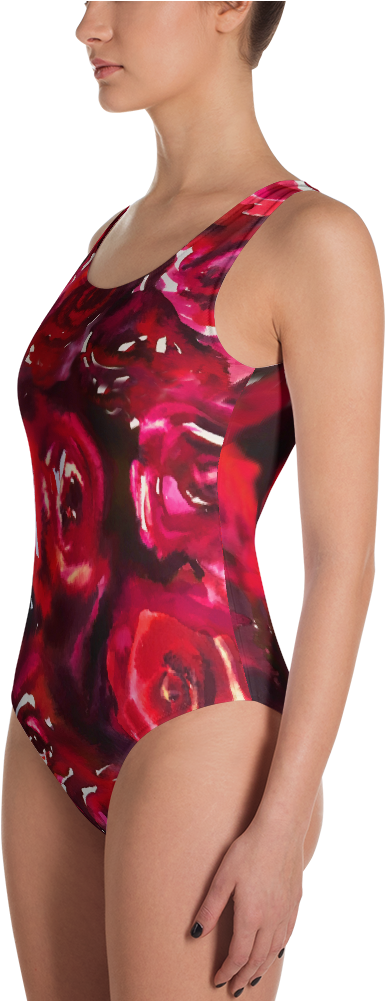Watercolor Red Rose One-piece Swimsuit - One-piece Swimsuit (1000x1000), Png Download