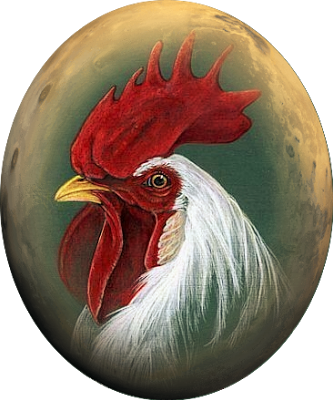 Needlework - Painting Of A Rooster (333x400), Png Download