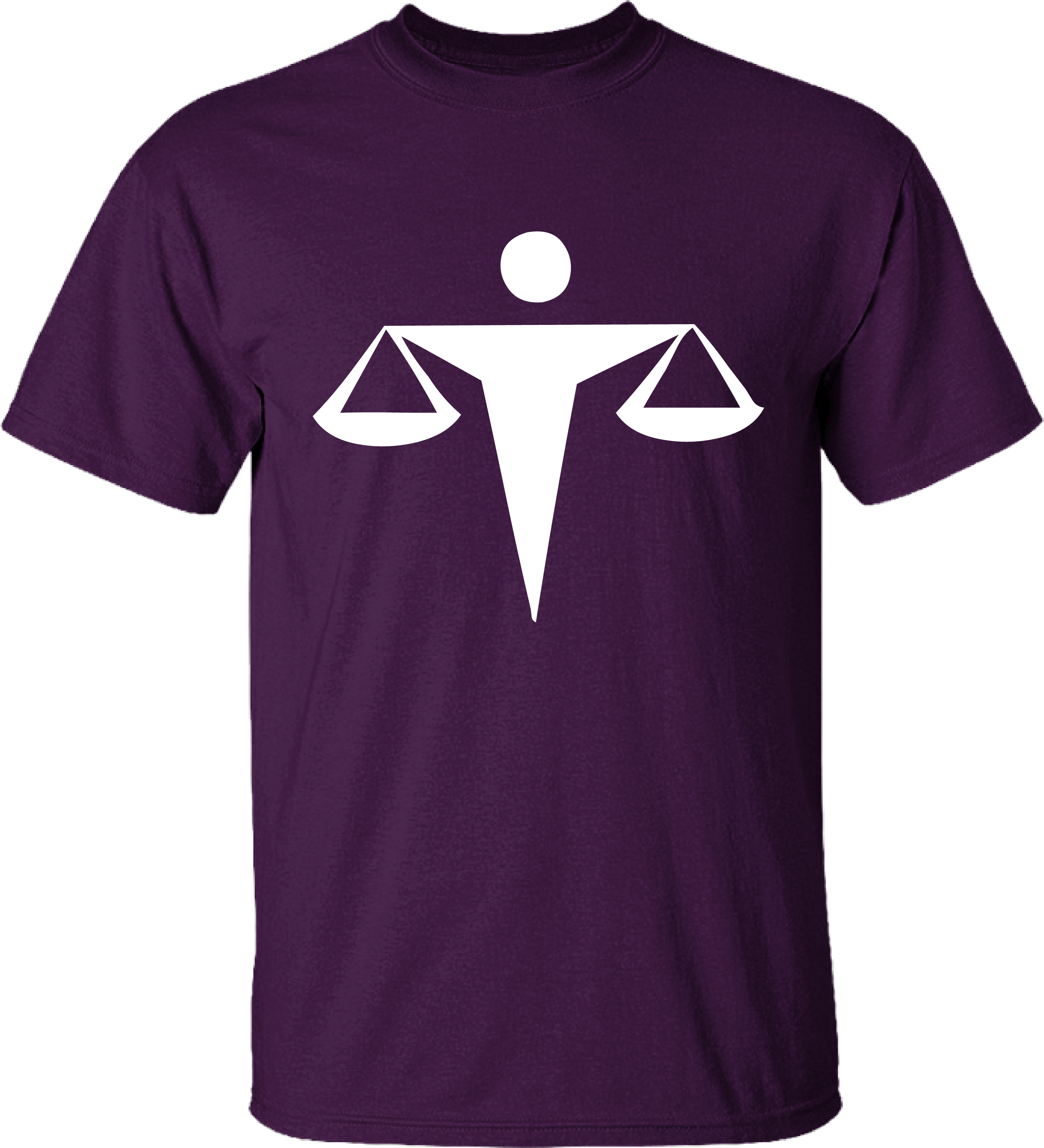 Alma Mater Round Neck Purple Law Balance Scale Unisex - Red Shirt With White Cross (3508x3600), Png Download