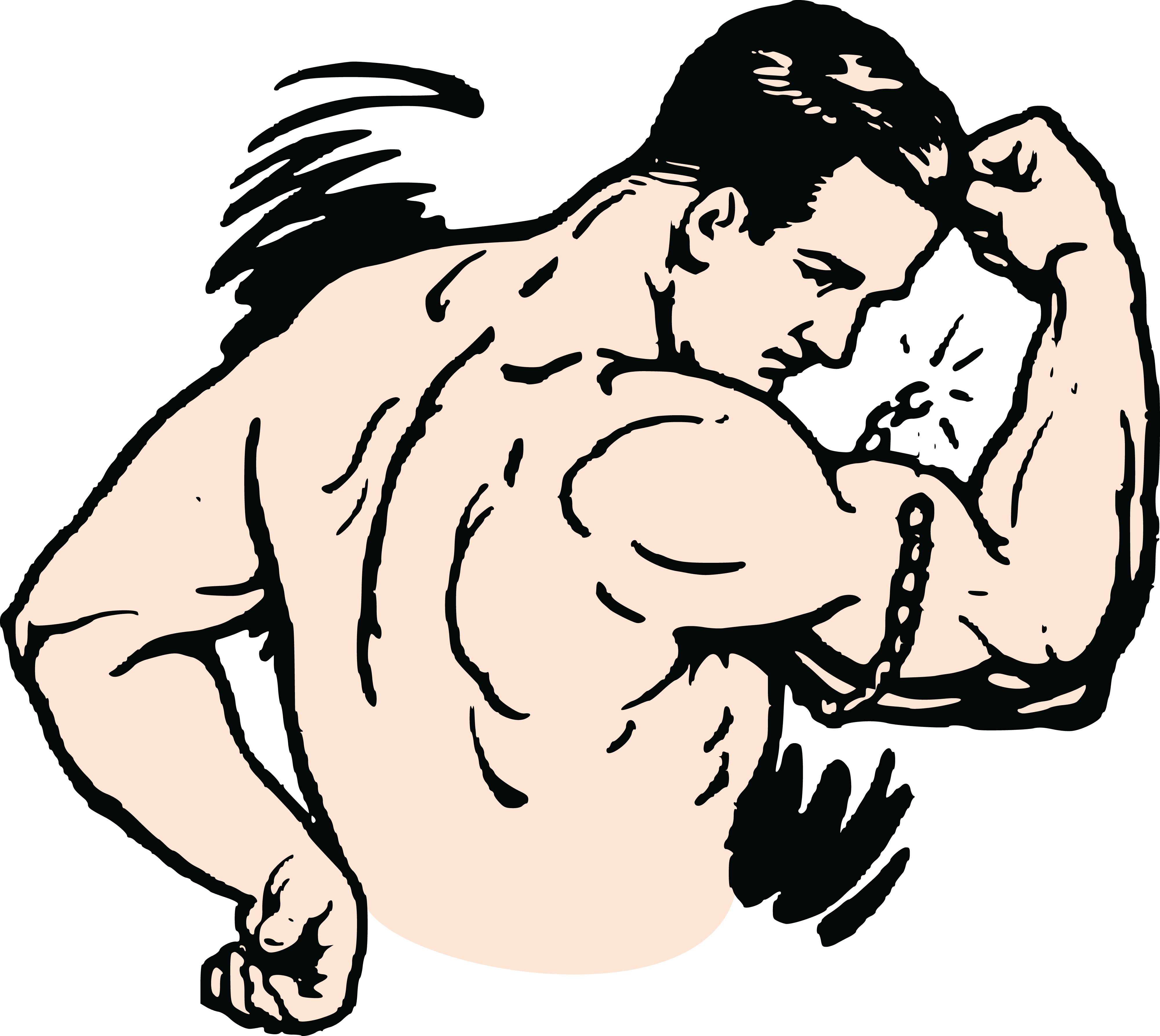 Free Clipart Of A Man Flexing And Breaking A Chain - Muscles Clipart (4000x3573), Png Download