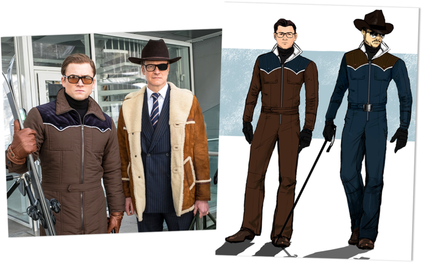 Left, Taron Egerton, And Colin Firth Star In *kingsman - Kingsman Golden Circle Outfits (900x600), Png Download