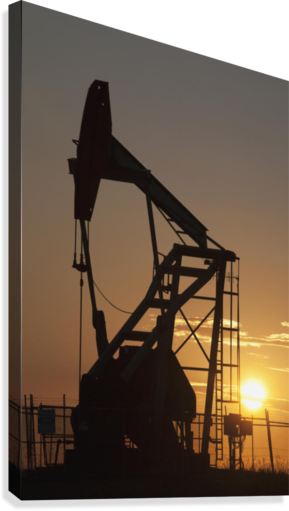 Silhouette Of Pumpjack With The Orange Glow Of The - Silhouette Of Pumpjack With The Orange Glow Rprint (289x511), Png Download