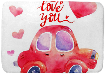 Watercolor Retro Red Car Illustrations Isolated On - Christmas Tree On Car Drawing (400x400), Png Download