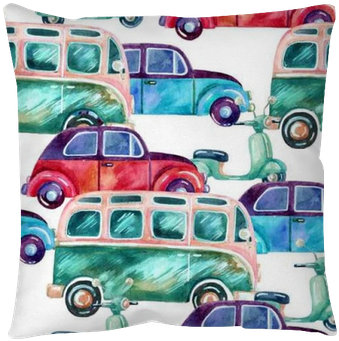 Watercolor Hippie Camper Van, Car And Scooter Floor - Car (400x400), Png Download