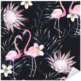 Watercolor African Protea, Flamingo And Tropical Leaves - Watercolor Painting (400x400), Png Download