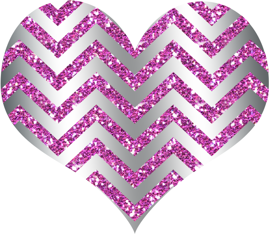 Chevron Heart Glitter Pink Silver - Textile (900x900), Png Download