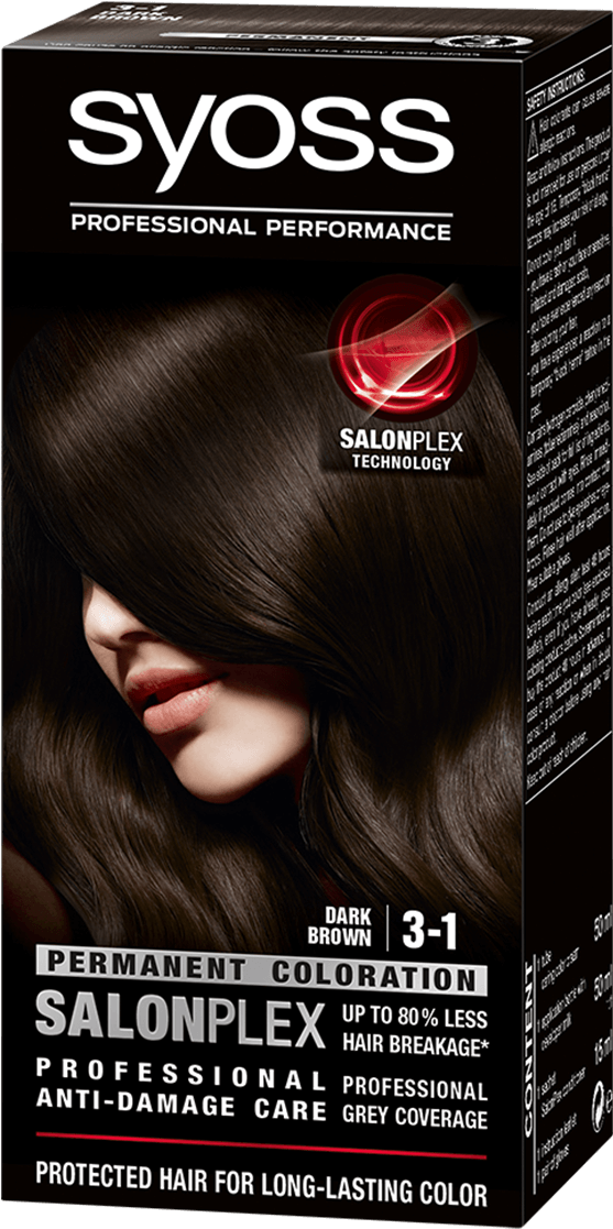 Syoss Com Color Salonplex 3 1 Dark Brown - Syoss Brown Hair Color (970x1400), Png Download