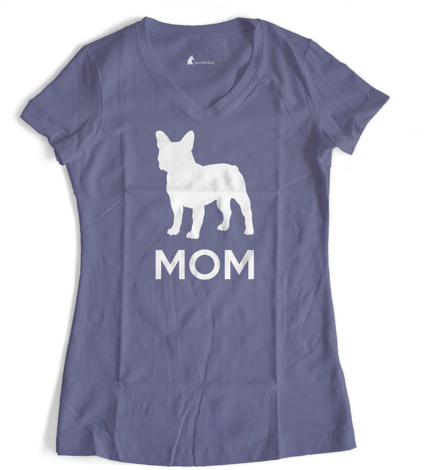 French Bulldog Mom Women Blue V Neck T Shirt (3000x2000), Png Download