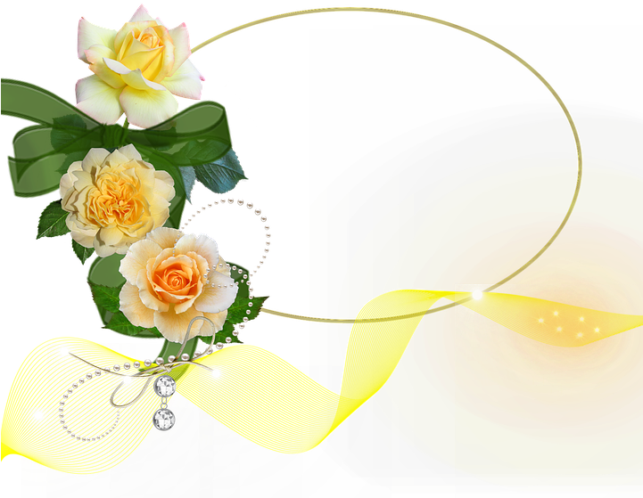 Cluster, Whitish Yellow Roses, Bow, Transparent - Rosas Amarelas Png (720x720), Png Download