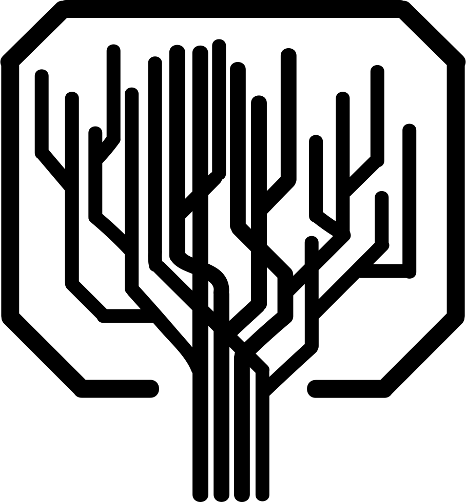 Tree Shape Of Straight Lines Like A Computer Printed (908x980), Png Download