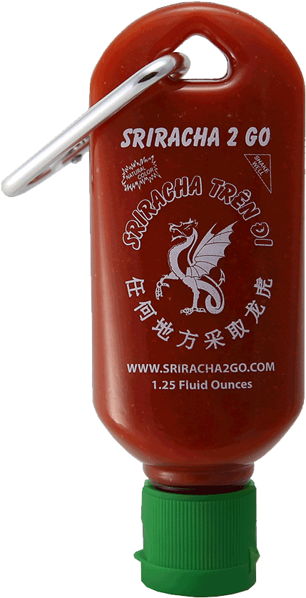 A Miniature Refillable Sriracha Bottle - 3-pack Sriracha 2 Go Miniature Refillable Bottle Keychain (600x900), Png Download