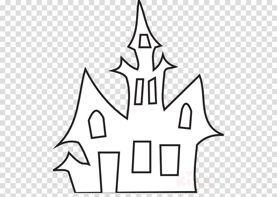 Haunted House Black And White Clipart Haunted House - Clip Art (900x640), Png Download