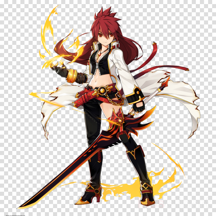Download Elsword Elesis Blazing Heart Clipart Elsword - Elsword Elesis Crimson Avenger Sword (900x900), Png Download