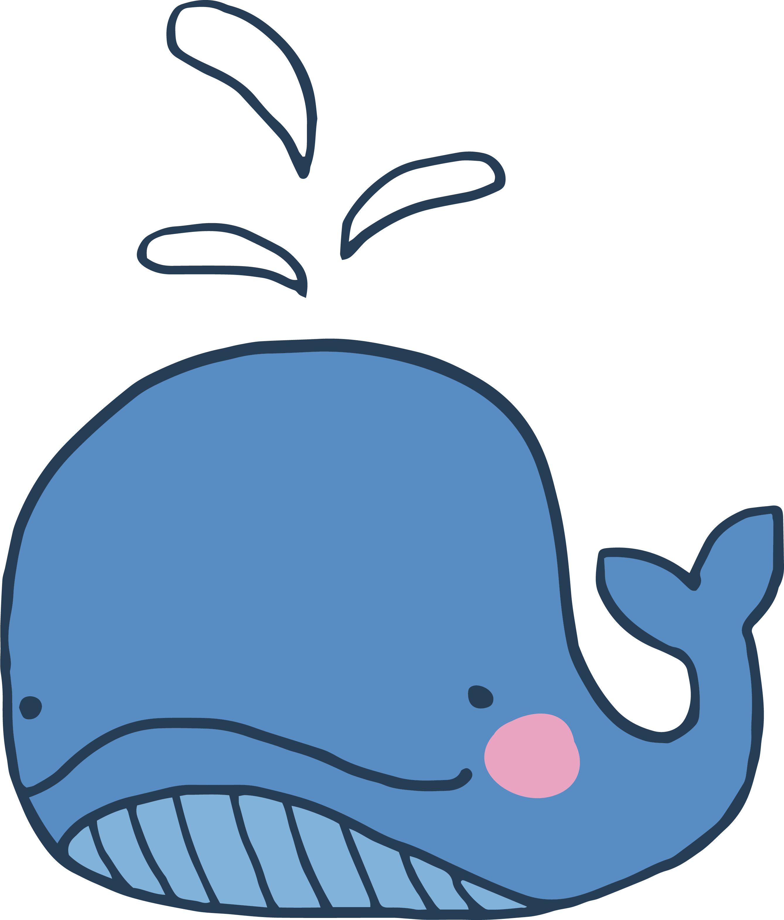 Picture Right Whales Porpoise Blue Sticker With Water - Cartoon Whale Head (2677x3142), Png Download