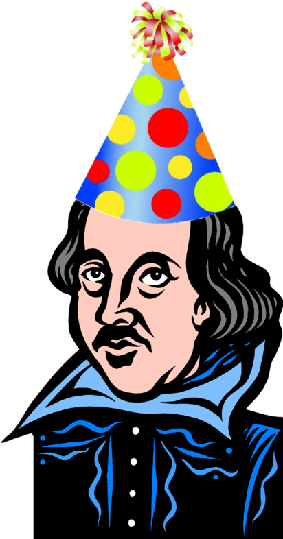 Download Cartoon Shakespeare With Birthday Hat - William Shakespeare PNG  Image with No Background 