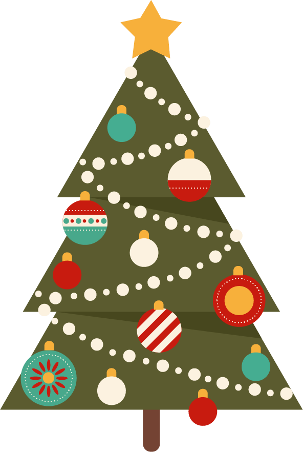 Christmas Tree Flat Png (592x882), Png Download